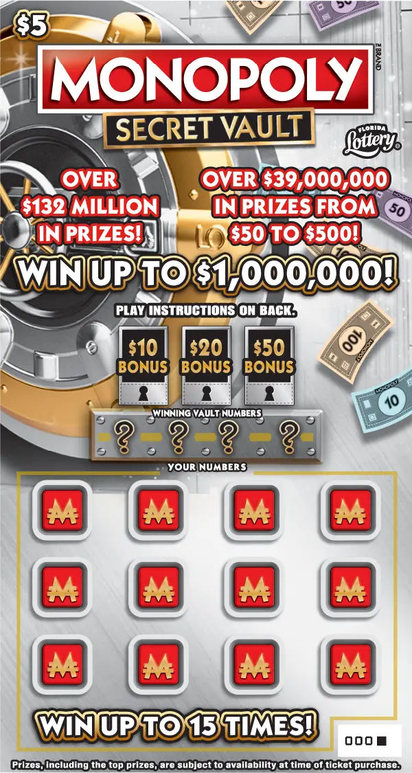 $5 MONOPOLY&trade; SECRET VAULT: boleto de raspadito