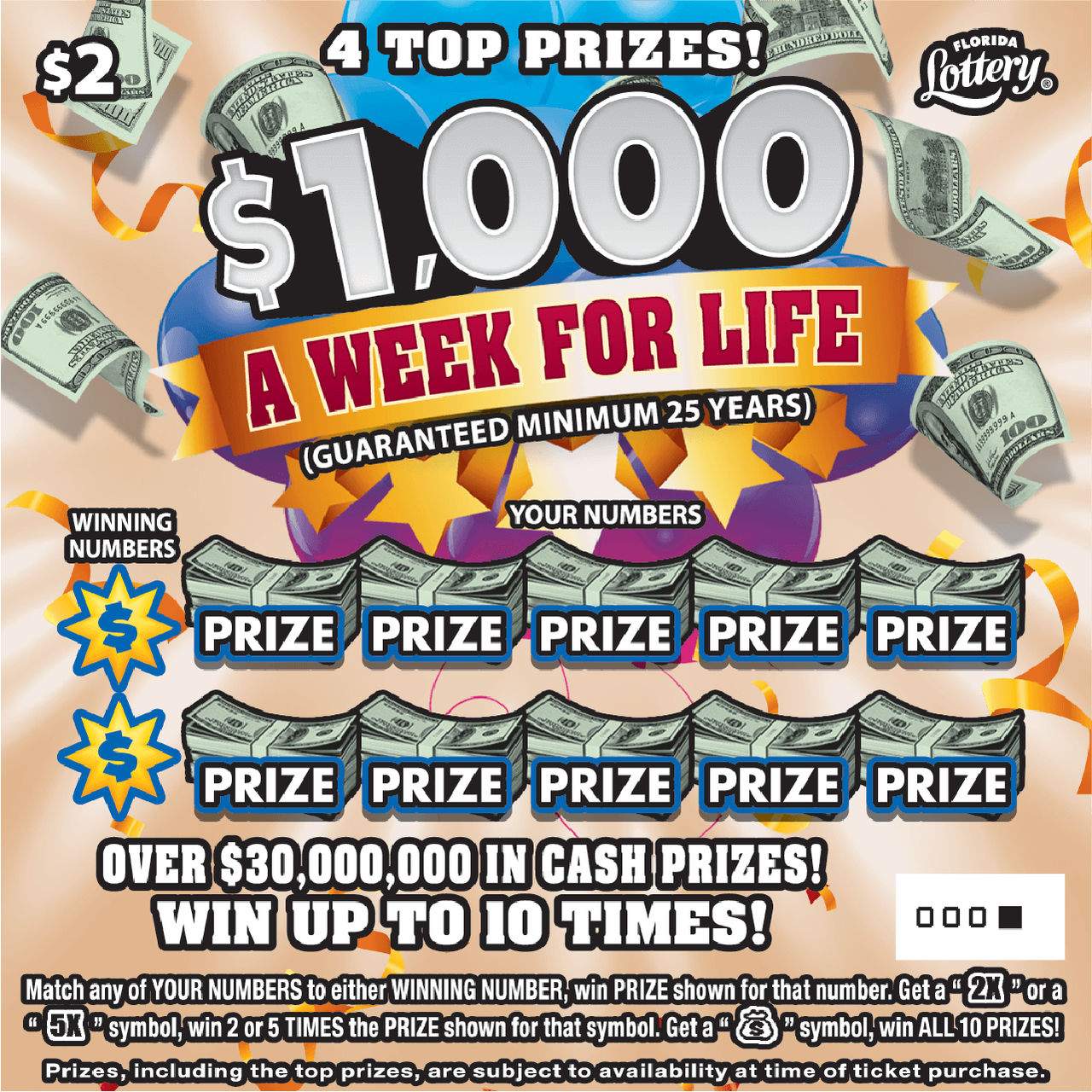 $1,000 A WEEK FOR LIFE: boleto de raspadito