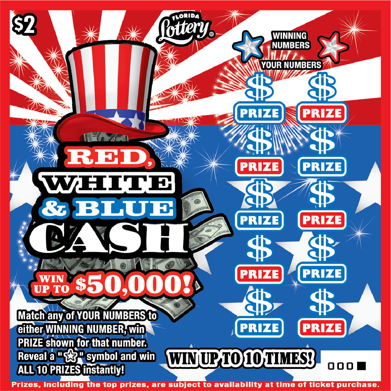 RED, WHITE & BLUE CASH: boleto de raspadito